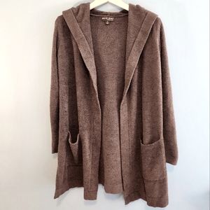 Barefoot Dreams Cozychic Lite Coastal Hooded Cardigan in Carbon Size M
